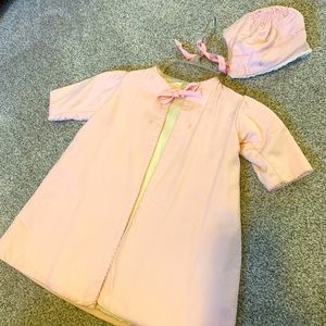 Vintage 1960s infant coat in bonnet
